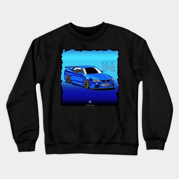 NISSAN skyline r34 gtr godzilla jdm japan paul walker fast and furious Crewneck Sweatshirt by ASAKDESIGNS